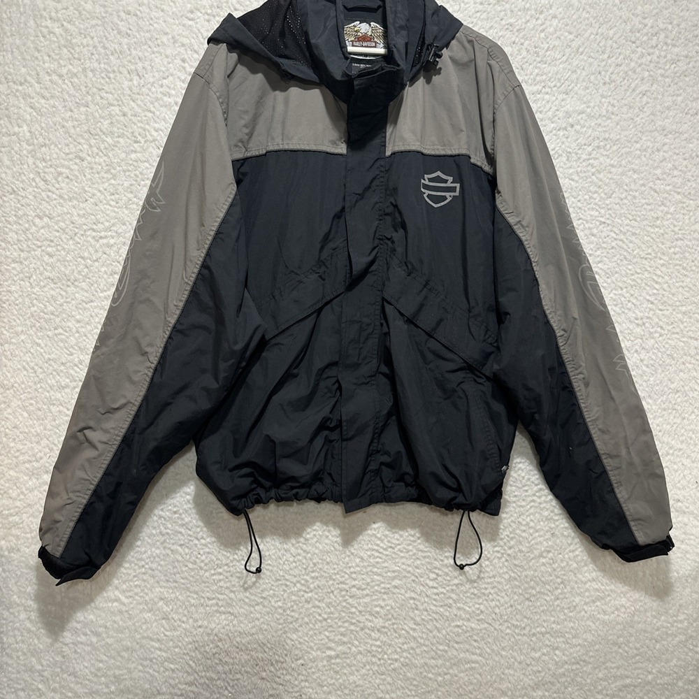 Harley-Davidson Men's Motorcycle Jacket Size‎ XL Black Gray Nylon Eagle Graphic - Picture 5 of 15